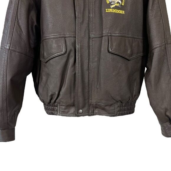 North American Hunting Club Life Members Brown Leather Bomber Jacket - Picture 3 of 13